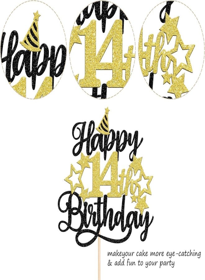 Confetti! Glittering 14th Birthday Cake Topper with Star Hat - Cheers to 14 Years! Fabulous Cake Decorations for Kids' 14th Birthday & Anniversary Party Supply - Image 4